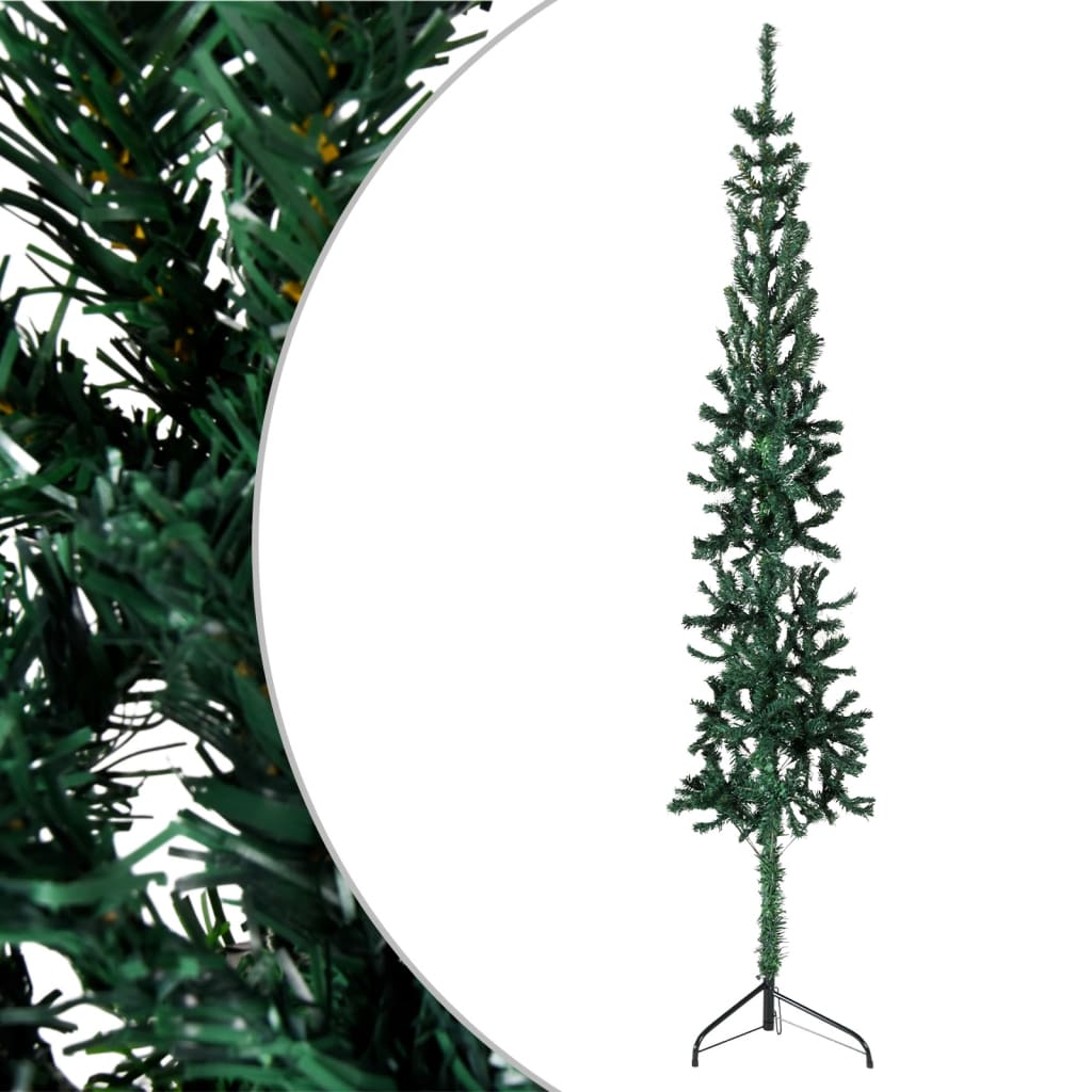 Kunstkerstboom half met standaard smal 120 cm groen - AllerleiShop