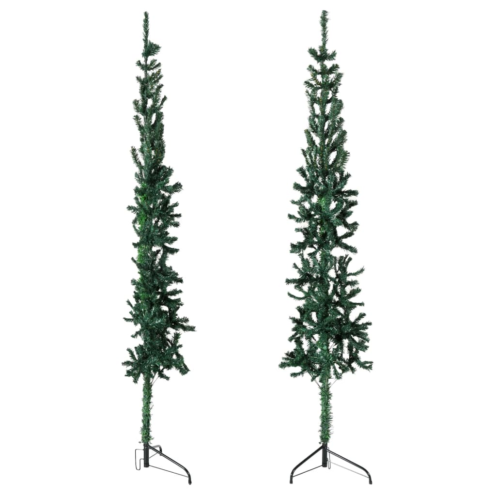 Kunstkerstboom half met standaard smal 120 cm groen - AllerleiShop