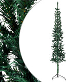 Kunstkerstboom half met standaard smal 150 cm groen - AllerleiShop