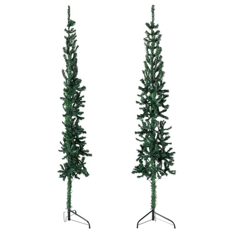 Kunstkerstboom half met standaard smal 180 cm groen - AllerleiShop