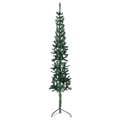 Kunstkerstboom half met standaard smal 210 cm groen - AllerleiShop