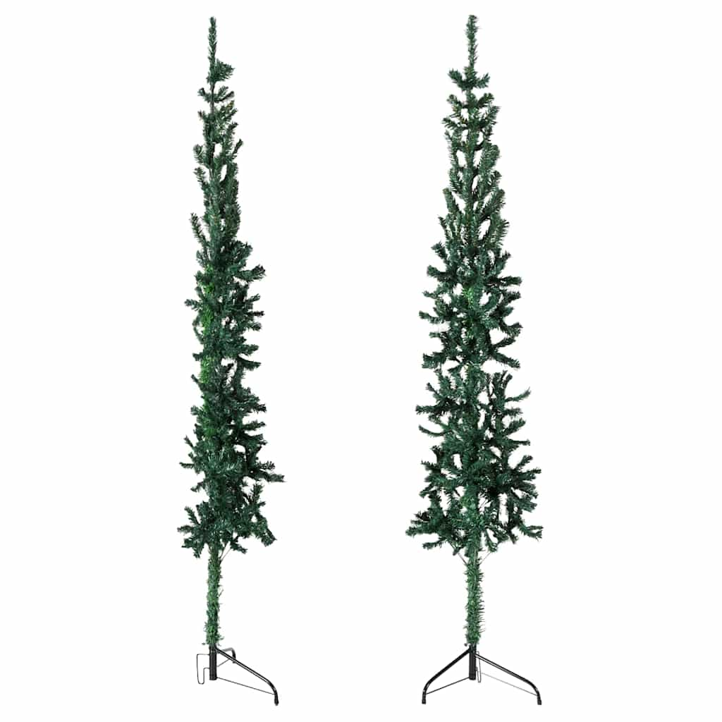 Kunstkerstboom half met standaard smal 240 cm groen - AllerleiShop