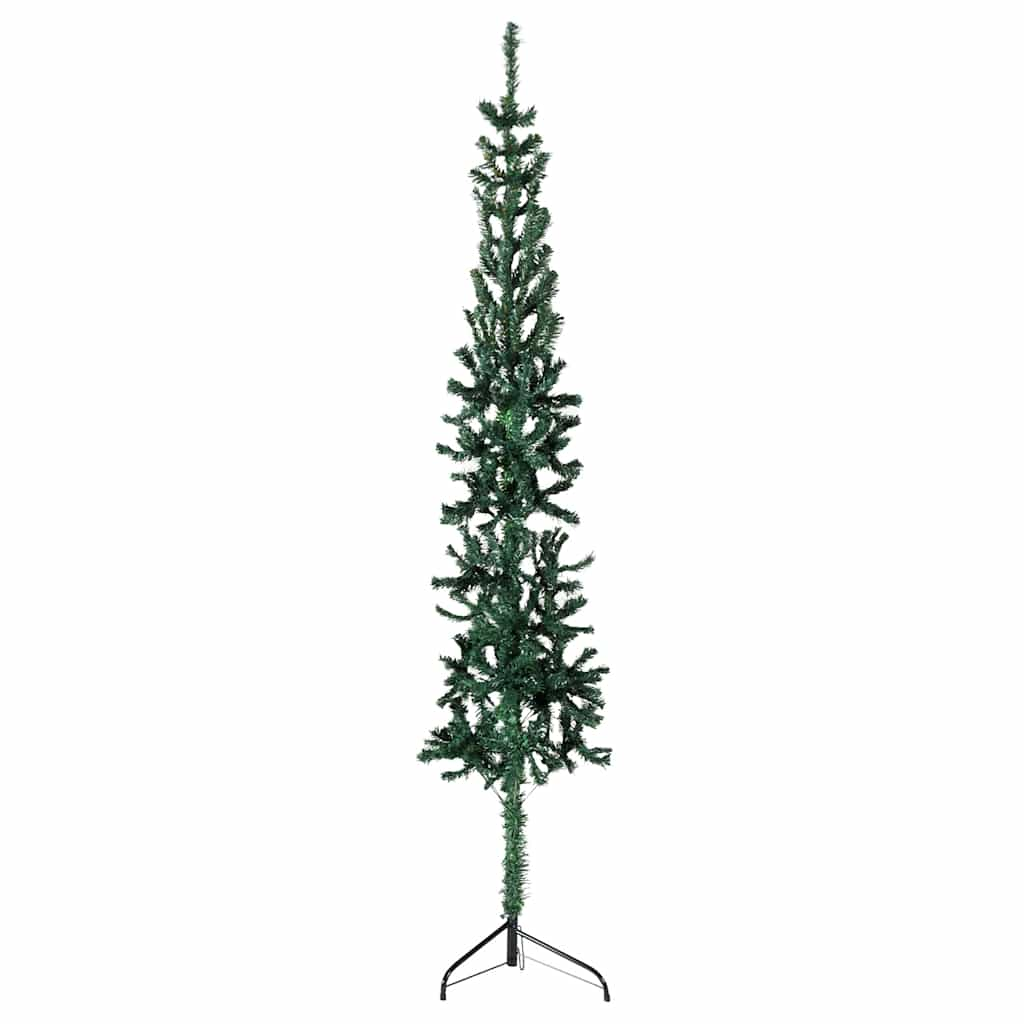 Kunstkerstboom half met standaard smal 240 cm groen - AllerleiShop