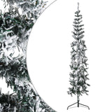 Kunstkerstboom half met sneeuw smal 180 cm - AllerleiShop