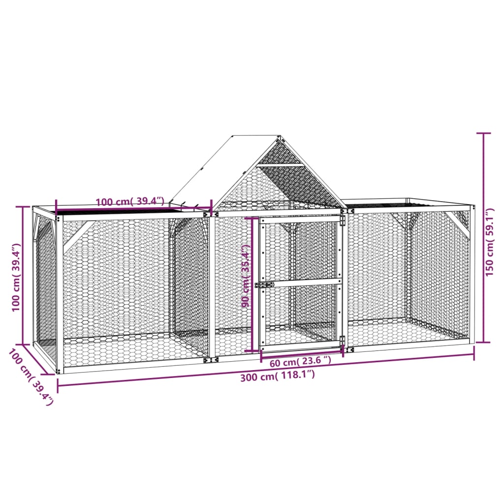 Kippenhok 300x100x150 cm geïmpregneerd massief grenenhout - AllerleiShop