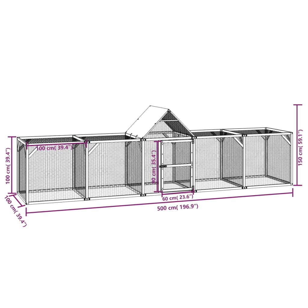 Kippenhok 500x100x150 cm geïmpregneerd massief grenenhout - AllerleiShop