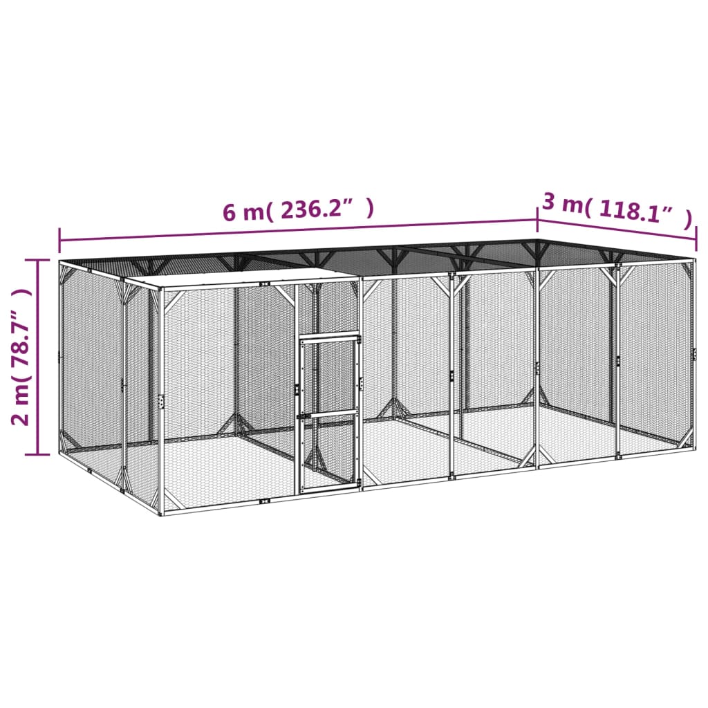 Kippenhok 600x300x200 cm geïmpregneerd massief grenenhout - AllerleiShop