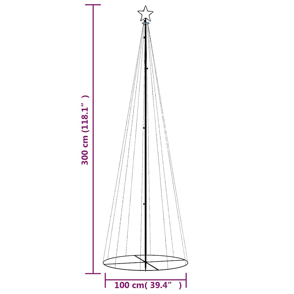 Kegelkerstboom 310 LED's 100x300 cm koudwit - AllerleiShop