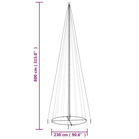 Kegelkerstboom 1134 LED's meerkleurig 230x800 cm - AllerleiShop