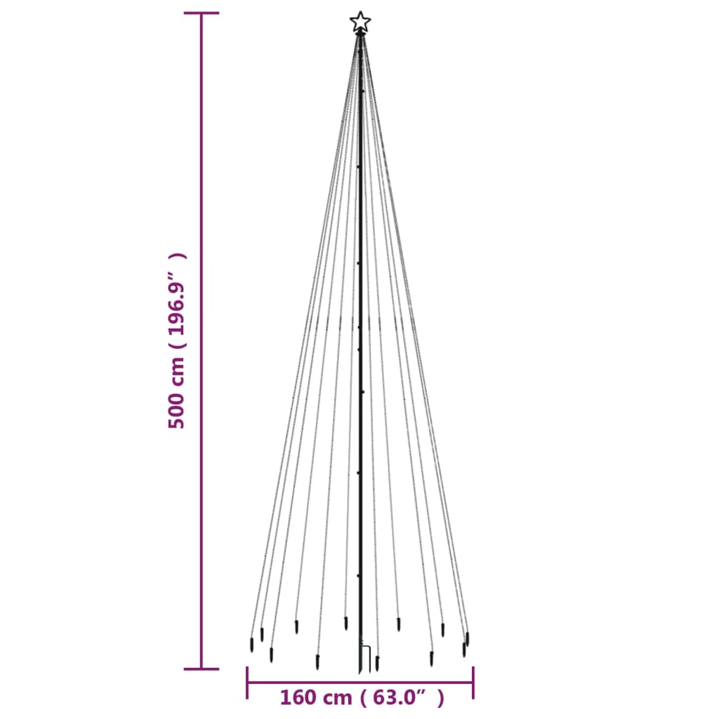 Kerstboom met grondpin 732 LED's meerkleurig 500 cm - AllerleiShop