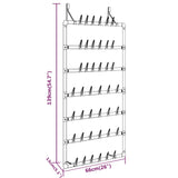 Schoenenrek hangend 66x13x139 cm zilverkleurig - AllerleiShop