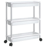 Opbergtrolley 3 laags aluminium zilverkleurig en wit - AllerleiShop