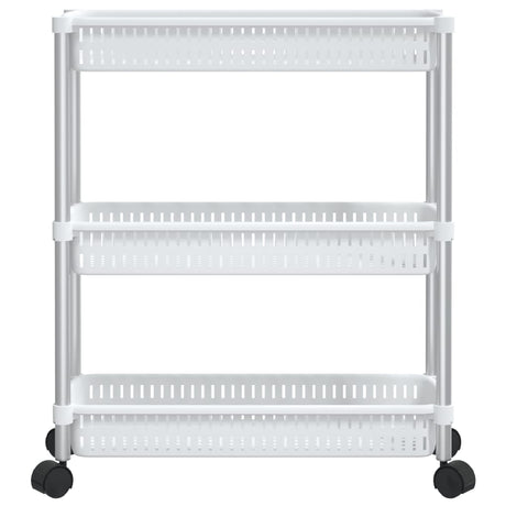 Opbergtrolley 3 laags aluminium zilverkleurig en wit - AllerleiShop