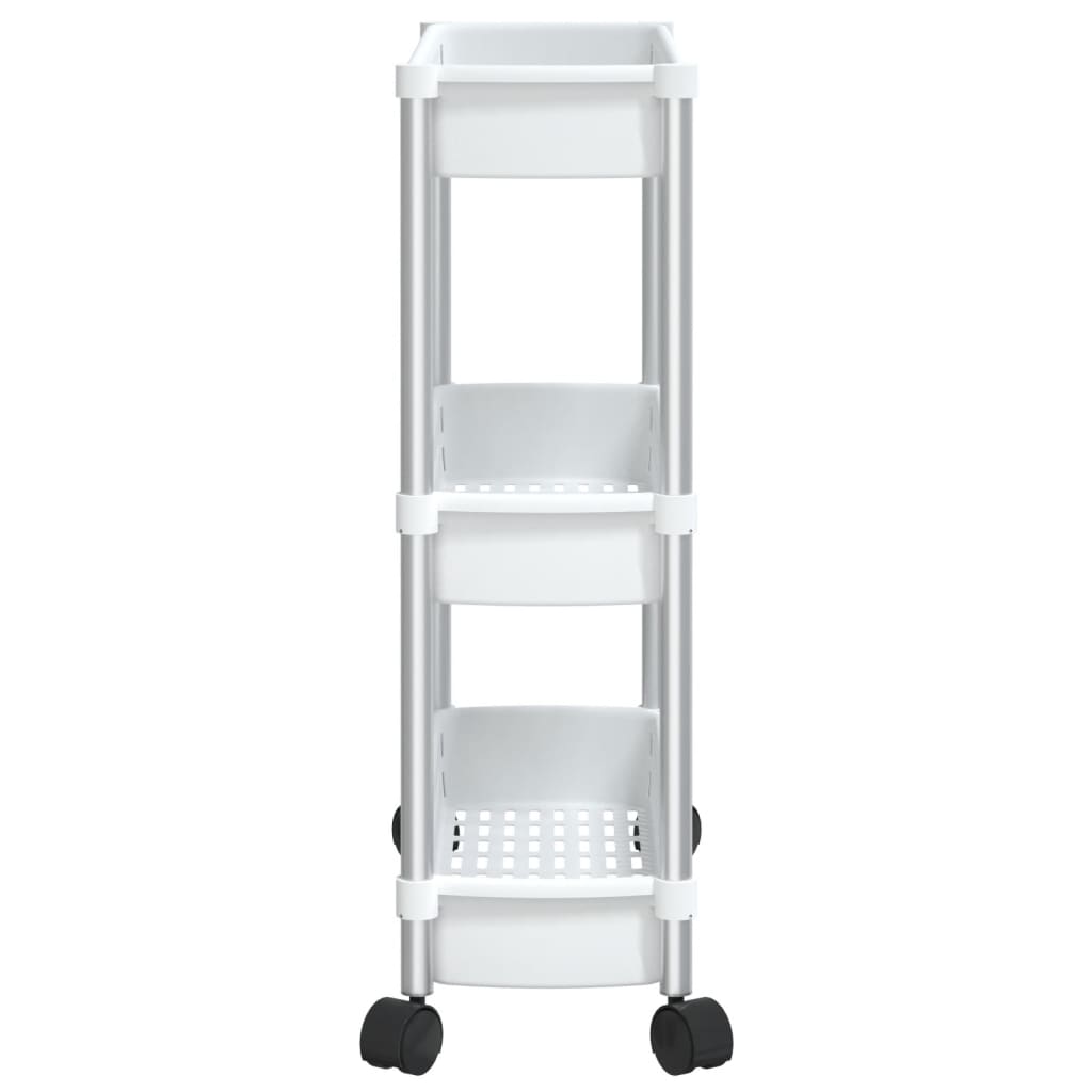 Opbergtrolley 3 laags aluminium zilverkleurig en wit - AllerleiShop