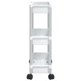 Opbergtrolley 3 laags aluminium zilverkleurig en wit - AllerleiShop