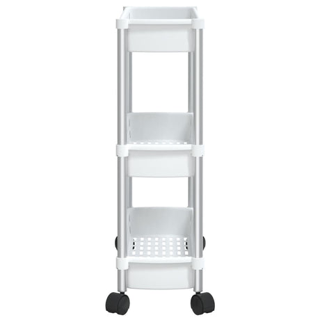 Opbergtrolley 3 laags aluminium zilverkleurig en wit - AllerleiShop