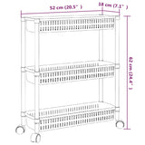 Opbergtrolley 3 laags aluminium zilverkleurig en wit - AllerleiShop