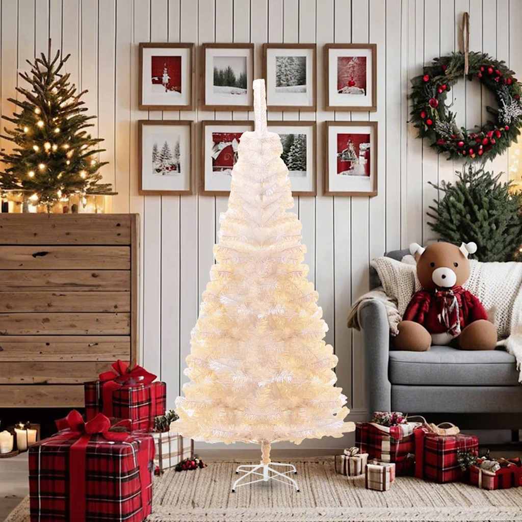 Kunstkerstboom met iriserende uiteinden 180 cm PVC wit - AllerleiShop