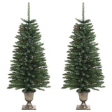 Kunstkerstbomen 2 st met krans, guirlande en LED's - AllerleiShop