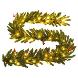 Kunstkerstbomen 2 st met krans, guirlande en LED's - AllerleiShop