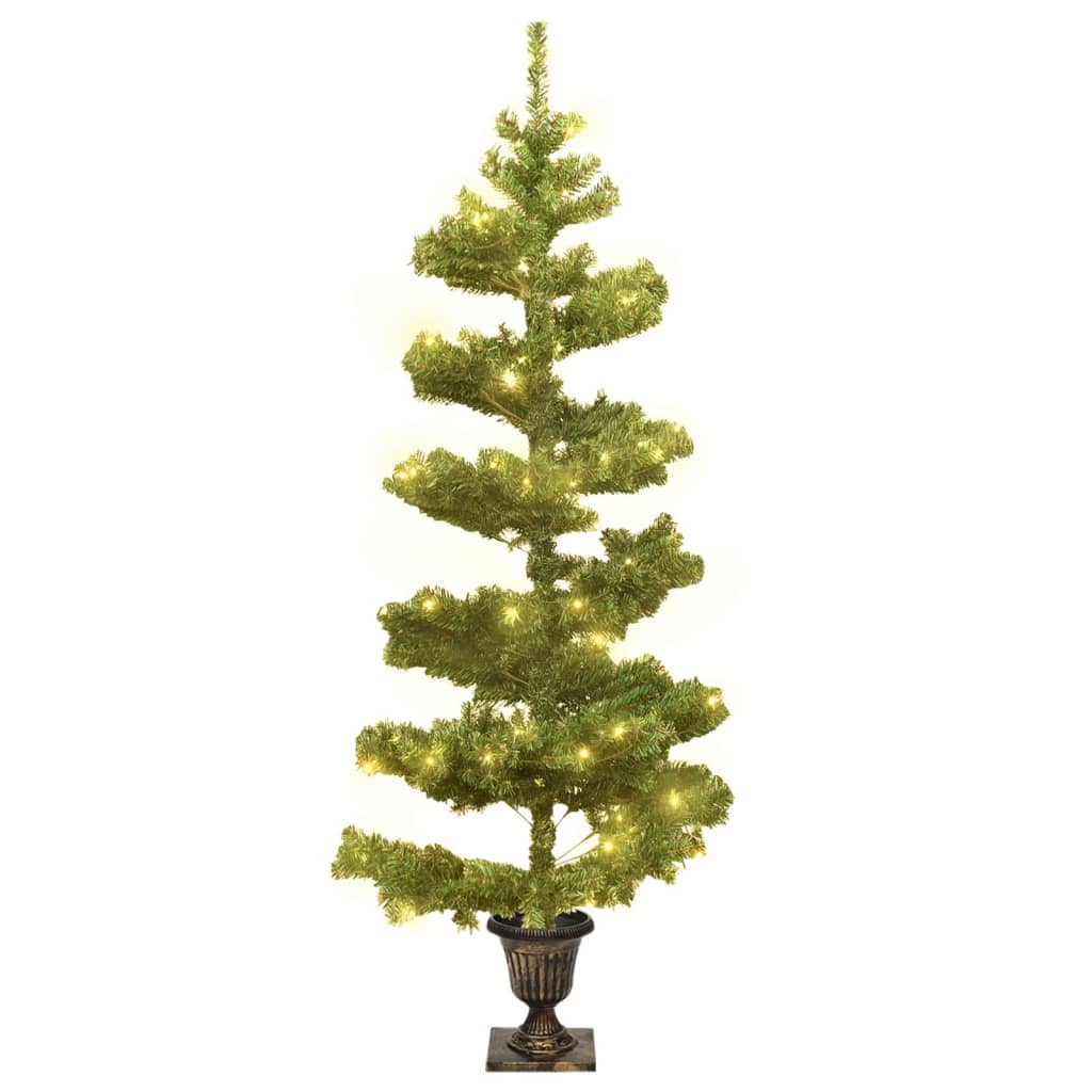 Kunstkerstboom met verlichting en pot 120 cm PVC groen - AllerleiShop