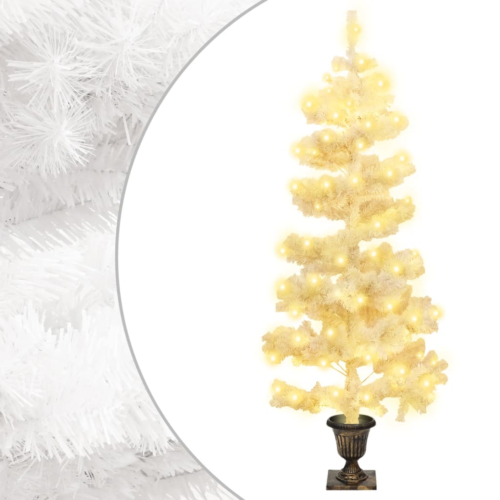 Kunstkerstboom met verlichting en pot 120 cm PVC wit - AllerleiShop