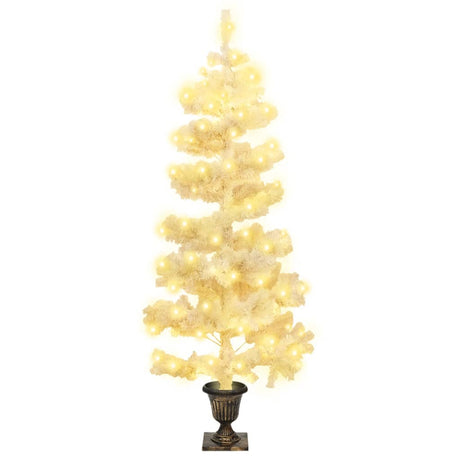 Kunstkerstboom met verlichting en pot 120 cm PVC wit - AllerleiShop