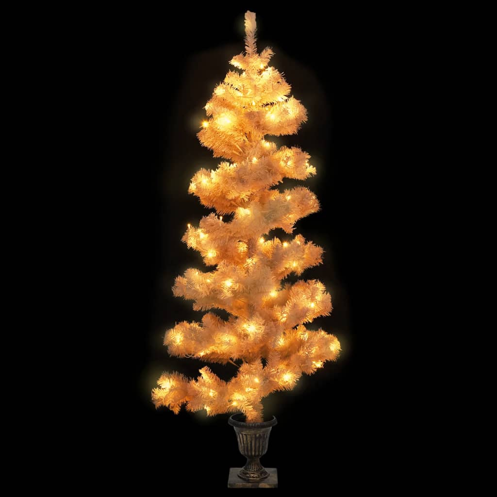 Kunstkerstboom met verlichting en pot 120 cm PVC wit - AllerleiShop