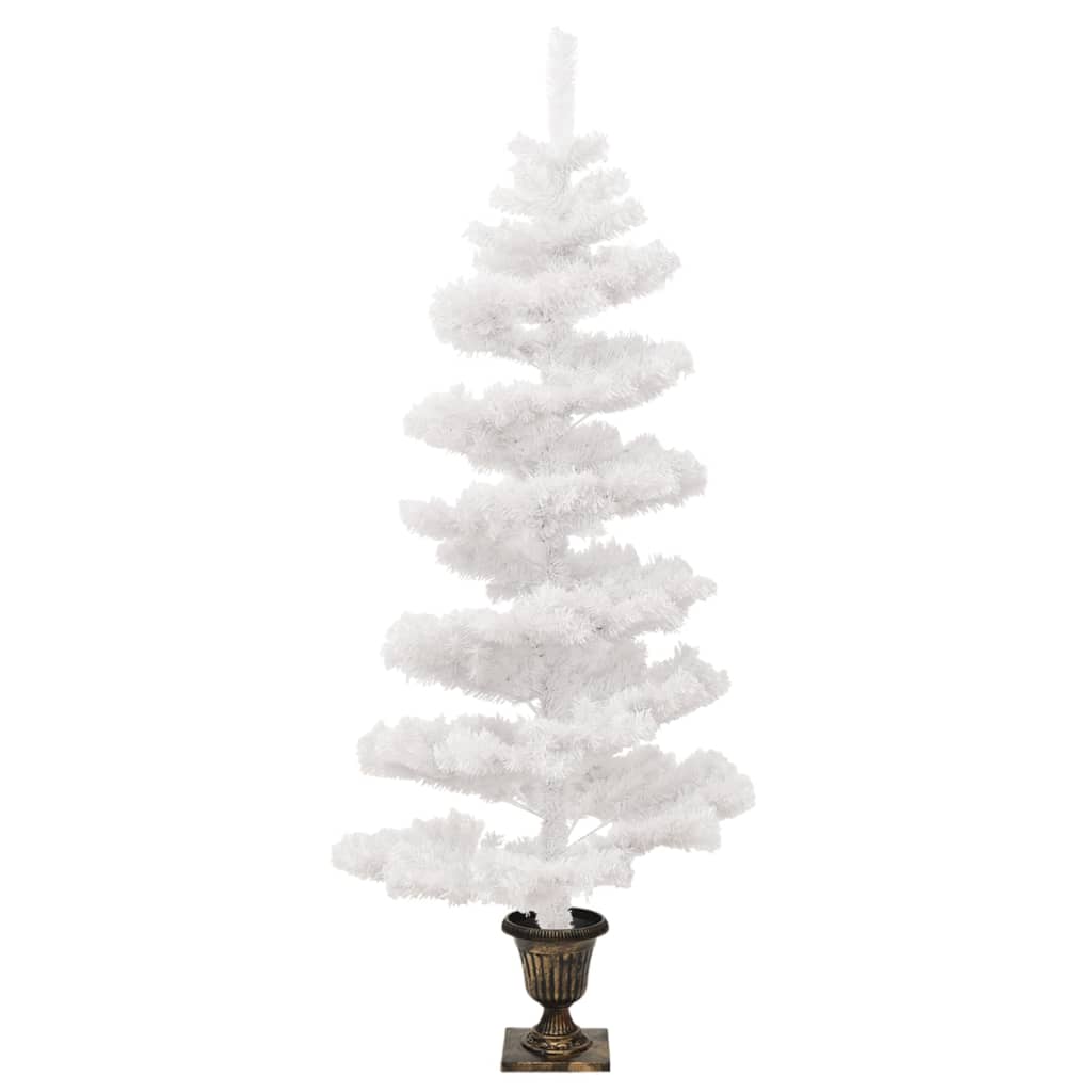 Kunstkerstboom met verlichting en pot 120 cm PVC wit - AllerleiShop