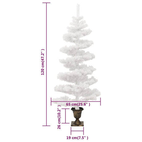 Kunstkerstboom met verlichting en pot 120 cm PVC wit - AllerleiShop