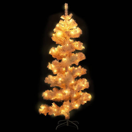 Kunstkerstboom met verlichting en standaard 150 cm PVC wit - AllerleiShop