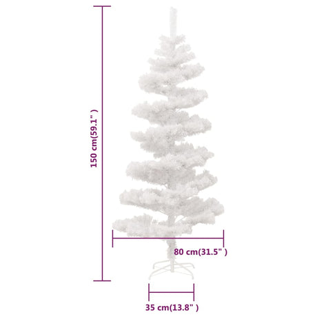 Kunstkerstboom met verlichting en standaard 150 cm PVC wit - AllerleiShop