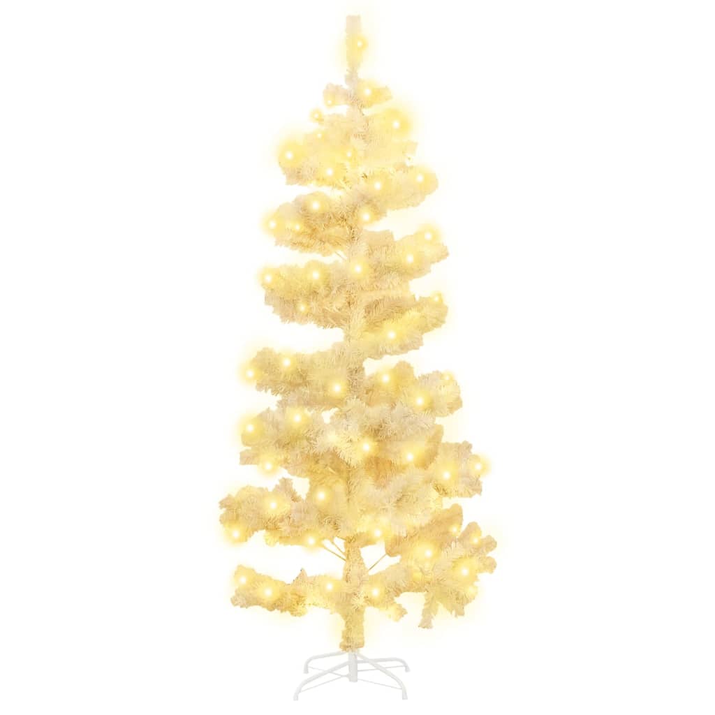 Kunstkerstboom met verlichting en standaard 180 cm PVC wit - AllerleiShop