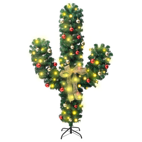 Kerstcactus met standaard en LED's 150 cm PVC groen - AllerleiShop