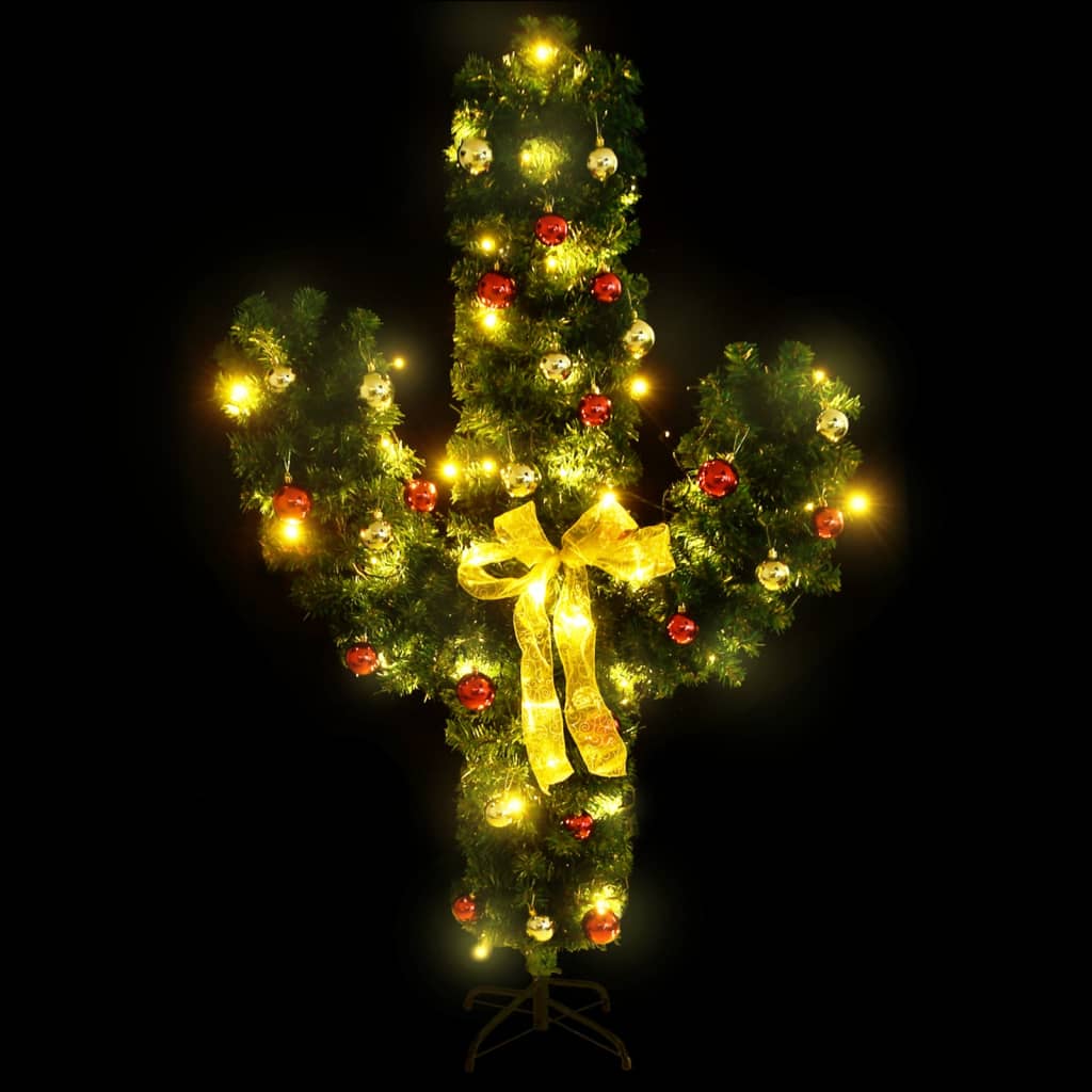 Kerstcactus met standaard en LED's 150 cm PVC groen - AllerleiShop