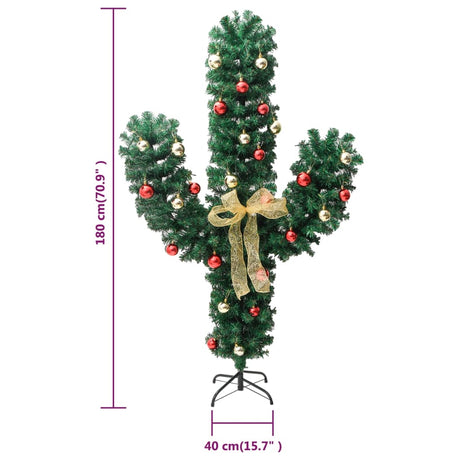 Kerstcactus met standaard en LED's 180 cm PVC groen - AllerleiShop