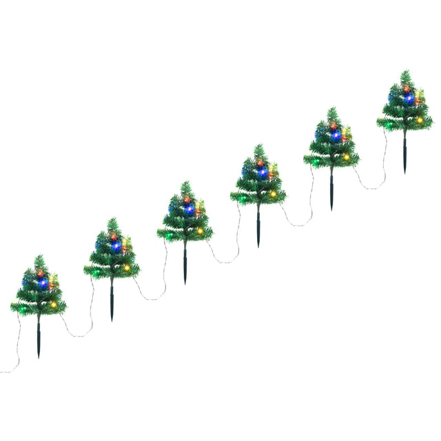 Tuinpadkerstbomen 6 st met meerkleurige LED's 45 cm PVC - AllerleiShop