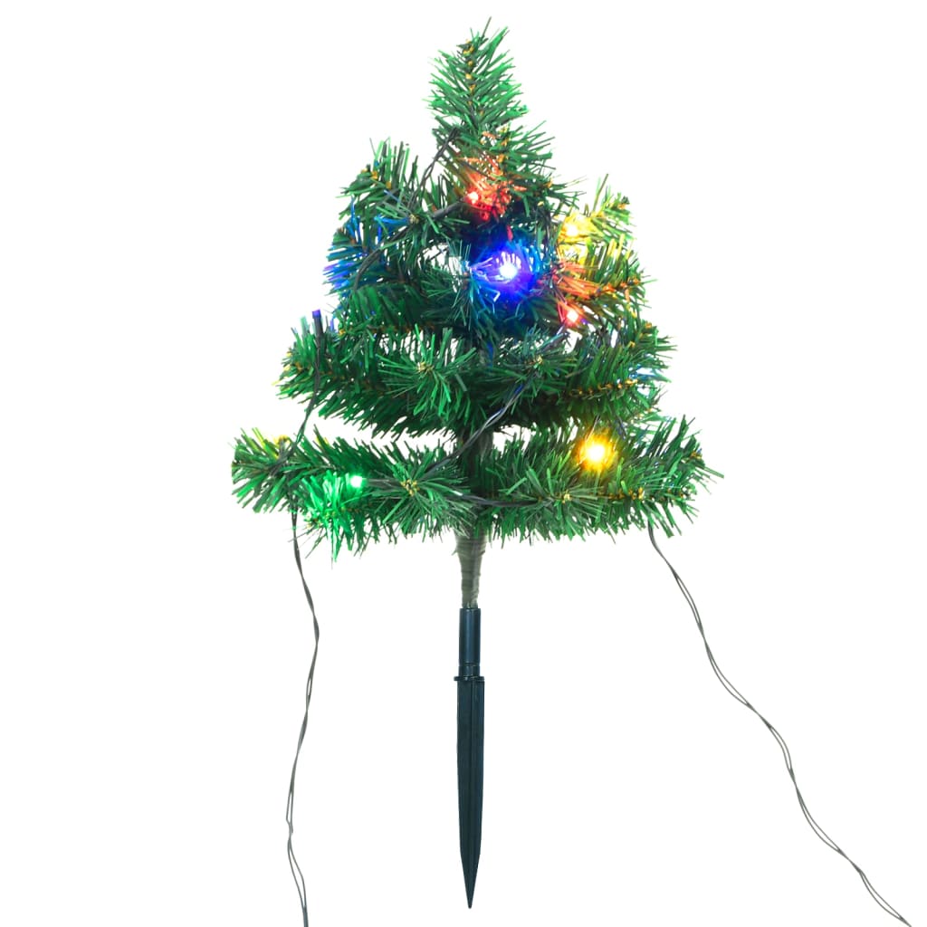 Tuinpadkerstbomen 6 st met meerkleurige LED's 45 cm PVC - AllerleiShop