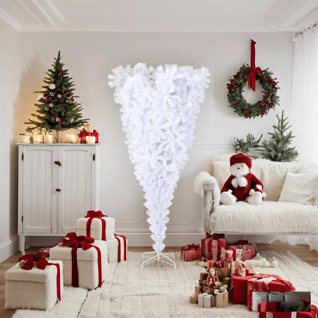 Kunstkerstboom met standaard omgekeerd 180 cm wit - AllerleiShop