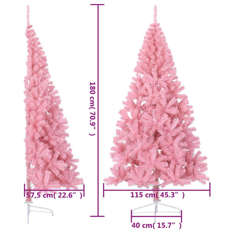 Kunstkerstboom met standaard half 180 cm PVC roze - AllerleiShop