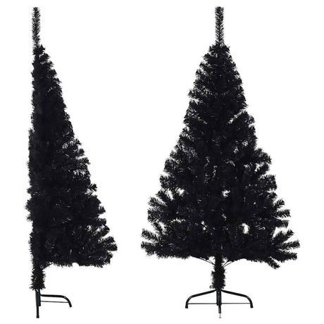 Kunstkerstboom met standaard half 150 cm PVC zwart - AllerleiShop