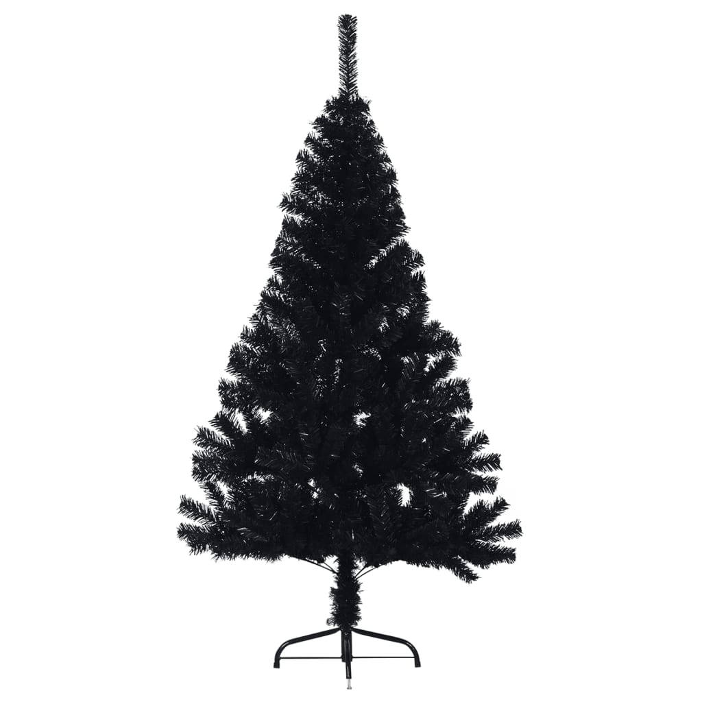 Kunstkerstboom met standaard half 150 cm PVC zwart - AllerleiShop