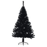 Kunstkerstboom met standaard half 150 cm PVC zwart - AllerleiShop