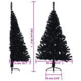 Kunstkerstboom met standaard half 150 cm PVC zwart - AllerleiShop