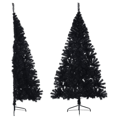 Kunstkerstboom met standaard half 180 cm PVC zwart - AllerleiShop