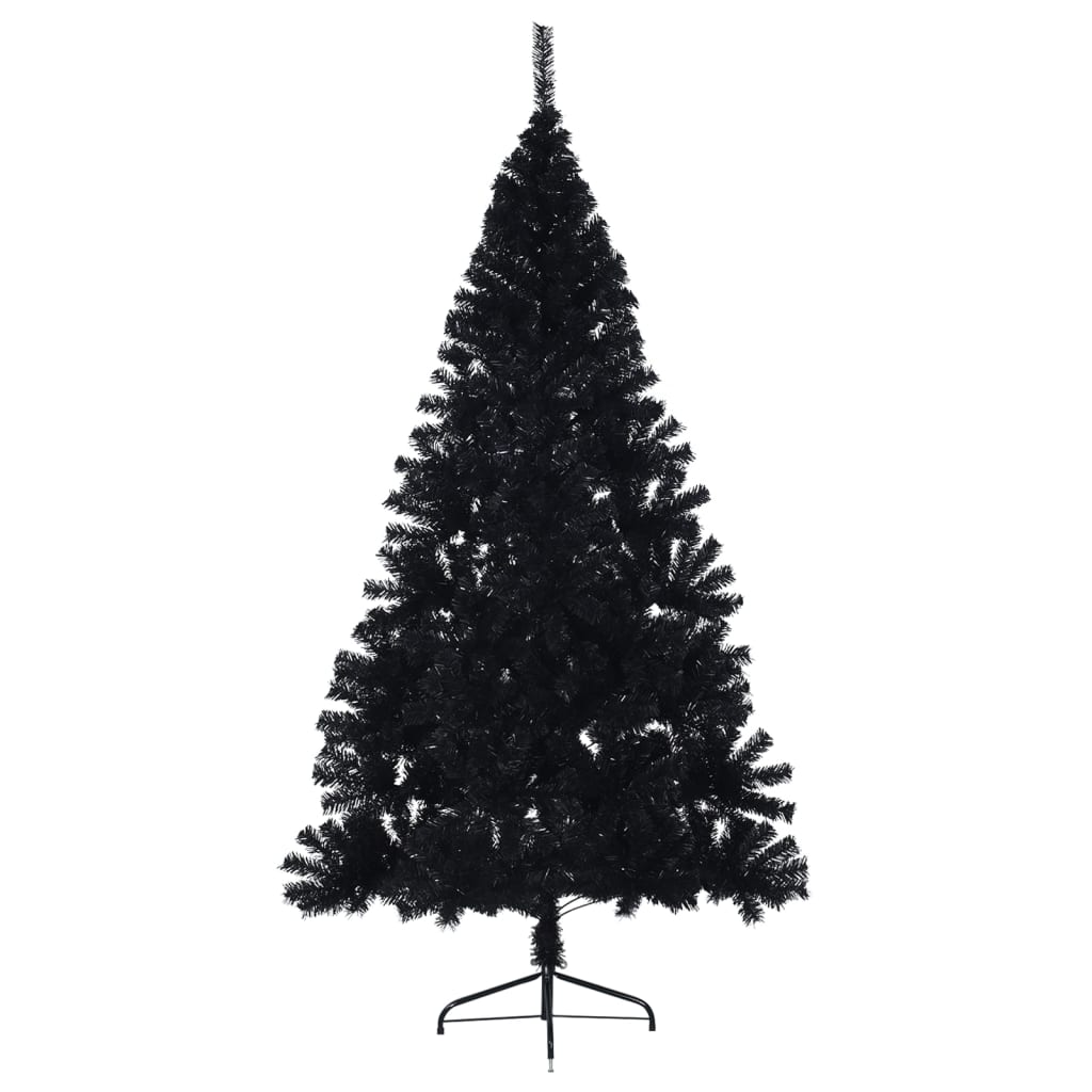 Kunstkerstboom met standaard half 180 cm PVC zwart - AllerleiShop