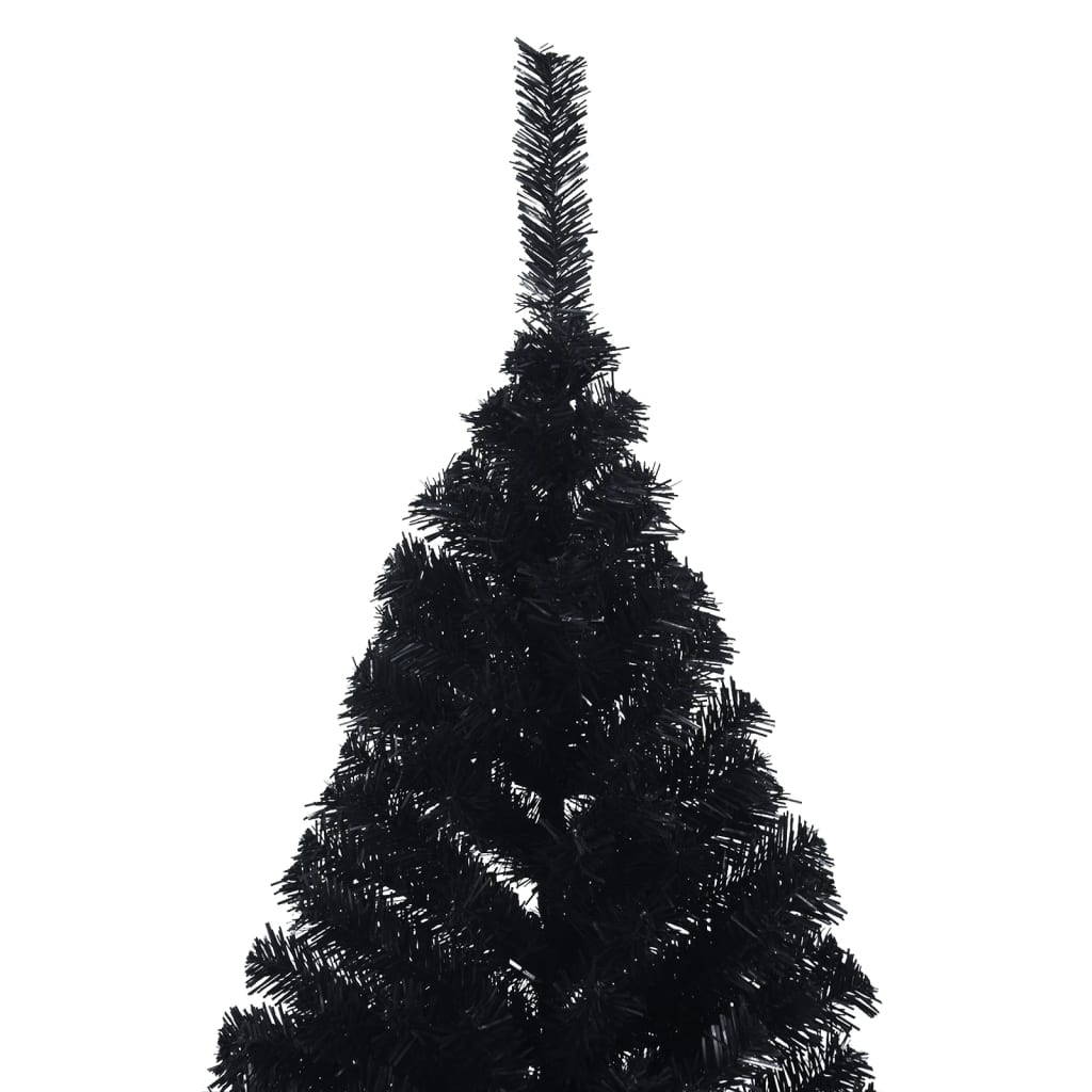 Kunstkerstboom met standaard half 180 cm PVC zwart - AllerleiShop