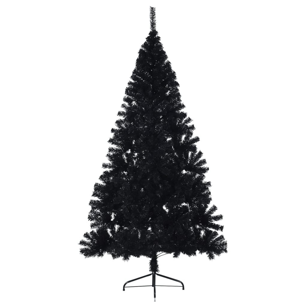 Kunstkerstboom met standaard half 240 cm PVC zwart - AllerleiShop