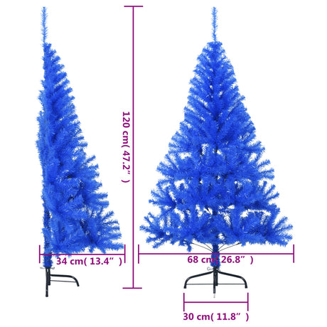 Kunstkerstboom met standaard half 120 cm PVC blauw - AllerleiShop