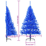 Kunstkerstboom met standaard half 150 cm PVC blauw - AllerleiShop